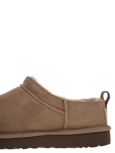 Ugg Classic Micro Beige Ankle Boots With Logo Embossed In Suede Woman In Brown
