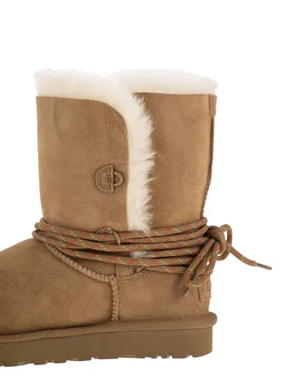 Ugg Ankle Boot With Lace Detail And Rubber Sole In Brown