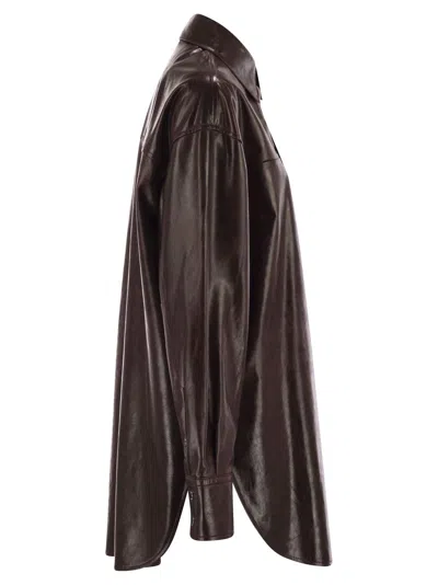 Sportmax Oversized Nappa Leather Shirt Jacket In Brown