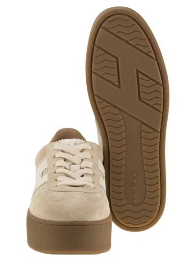 Hogan Cool Suede Trainers With Thick Soles In Neutral