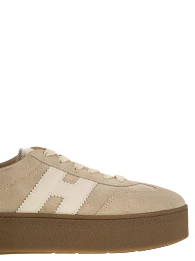Hogan Cool Suede Trainers With Thick Soles In Neutral