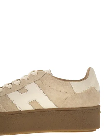 Hogan Cool Suede Trainers With Thick Soles In Neutral