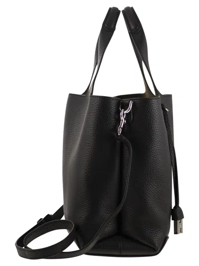 Hogan Shopping Bag In Textured Leather In Black