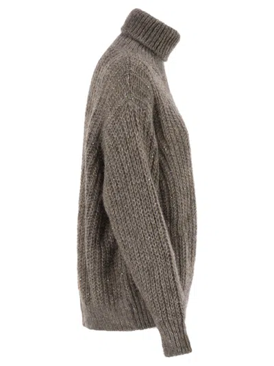 Herno Women Wool And Alpaca Turtleneck Jumper In Gray