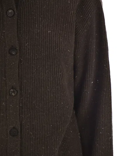 Peserico Buttoned Turtleneck Cardigan In Brown