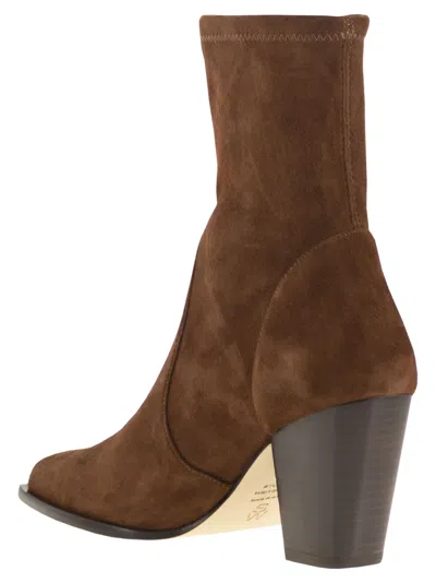 Stuart Weitzman Jolene Suede Ankle Boots In Brown
