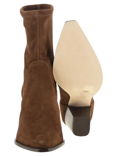 Stuart Weitzman Jolene Suede Ankle Boots In Brown
