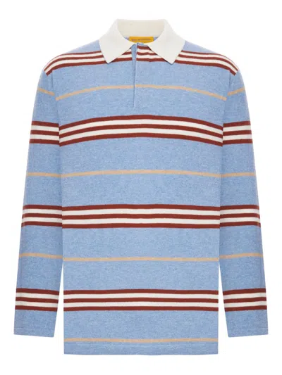 Guest In Residence Cashmere Striped Polo Shirt In Blue