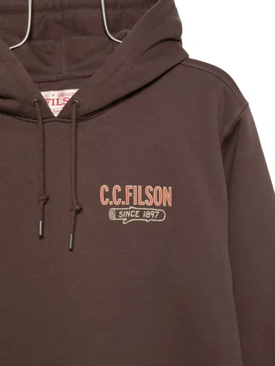 Filson Printed Cotton Hoodie In Brown