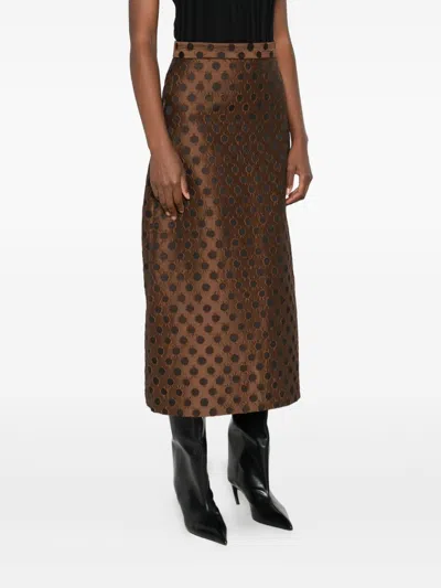 Lunatica Milano Printed A-line Skirt In Brown