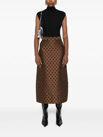 Lunatica Milano Printed A-line Skirt In Brown
