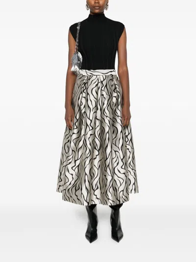 Lunatica Milano Printed Midi Skirt In Gray
