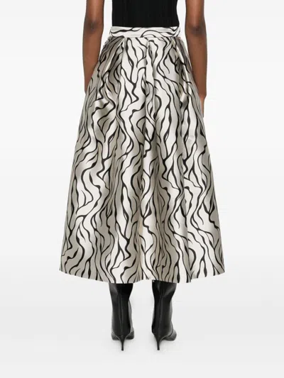 Lunatica Milano Printed Midi Skirt In Gray