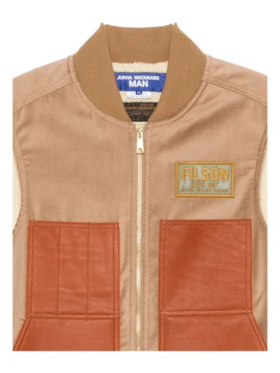 Junya Watanabe Sleeveless Jacket With Patch Pockets And Contrast Panels In Sand