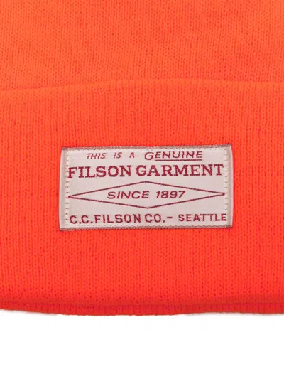 Filson Logo-patch Beanie In Orange
