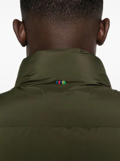 Paul Smith Sleeveless Quilted Jacket With High Collar In Green