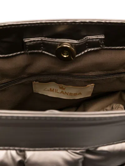 La Milanesa Bamboo-handle Quilted Tote Bag In Metallic