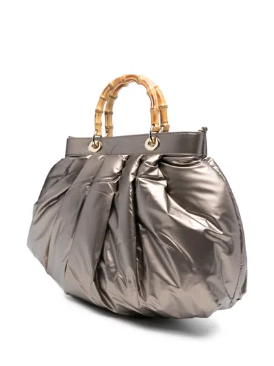 La Milanesa Bamboo-handle Quilted Tote Bag In Metallic