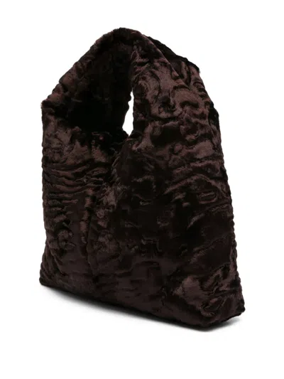 La Milanesa Small Shoulder Bag Featuring Metallic Detail In Brown