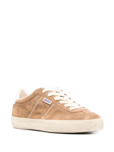 Golden Goose Suede And Leather Sneakers With Textured Detailing In Gold
