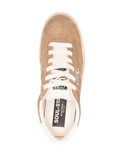 Golden Goose Suede And Leather Sneakers With Textured Detailing In Gold