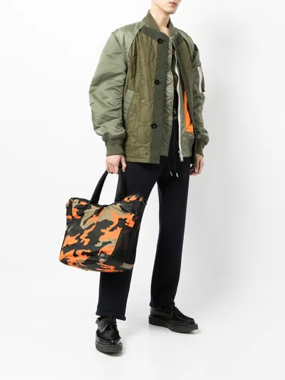 Porter Camo Print Logo Tote In Brown
