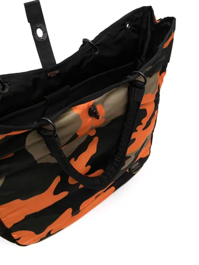 Porter Camo Print Logo Tote In Brown