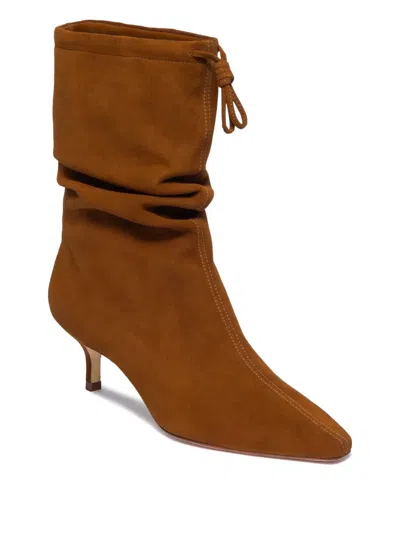 Bernardo 1946 57mm Scrunched Kitten-heel Boots In Brown