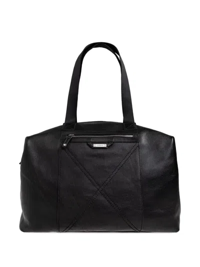 拉链皮质托特包