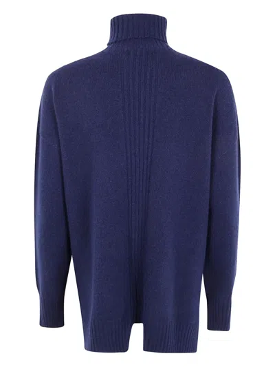 Drumohr Roll-neck Pocket Sweater In Blue