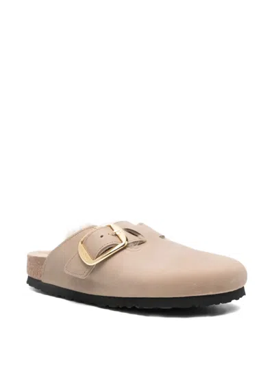 Birkenstock Boston Big Buckle Mules In Neutral