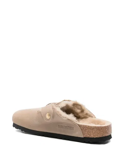 Birkenstock Boston Big Buckle Mules In Neutral