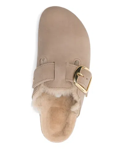 Birkenstock Boston Big Buckle Mules In Neutral
