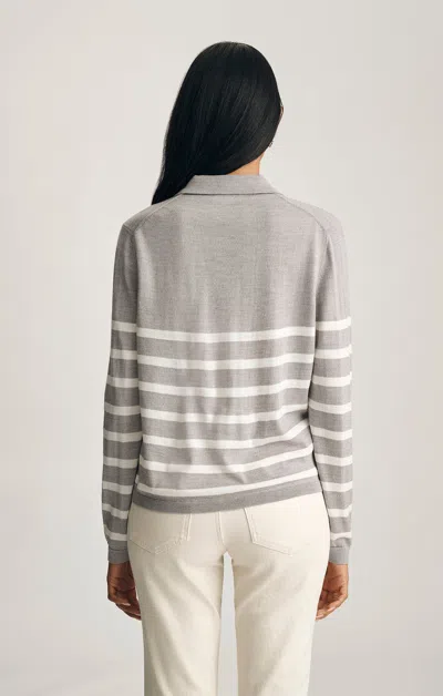 Mavi Edition Wool Polo Sweater In Light Grey Melange Stripe In Gray