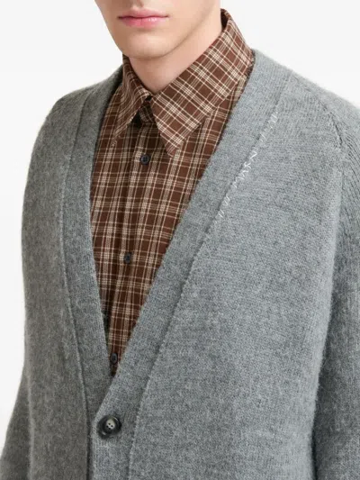 Marni Wolf-patch Cardigan In Gray