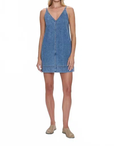 Pistola Tavi Pop Over Denim Dress In Palms In Blue