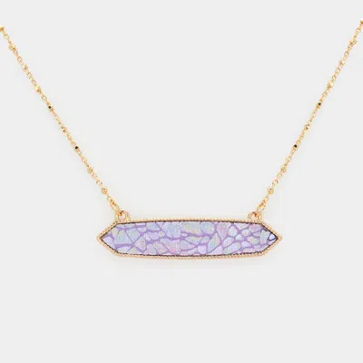 Fashnzfab Patterned Hexagon Pendant Necklace In Purple