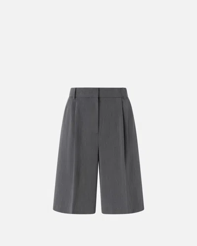 Pinko Grey Bermuda Shorts In Fresh Wool With Tailored Pleats In Gray