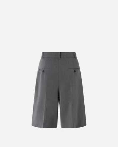 Pinko Grey Bermuda Shorts In Fresh Wool With Tailored Pleats In Gray