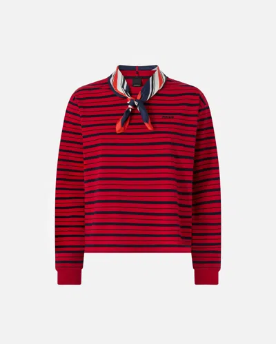 Pinko Multicolor Striped Shirt With Embroidered Detail In Red
