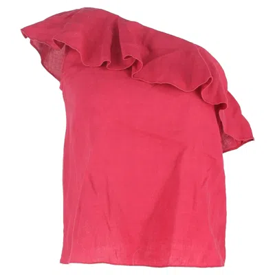 Isabel Marant Etoile  One Shoulder Top In Pink Linen In Multi