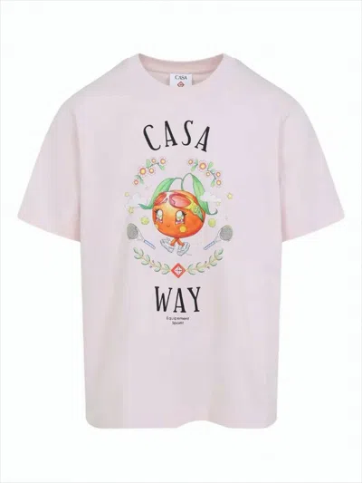 Casablanca Casa Way Orange Mascot Short Sleeve T-shirt In White