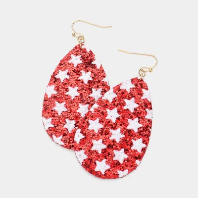 Fashnzfab Glitter Star Teardrop Earrings In Red