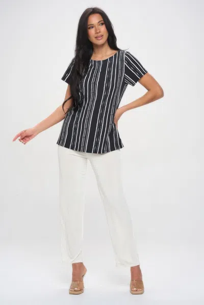 Truedames Hit Boat Nk Short Sl Top In Black