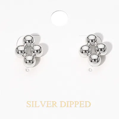 Fashnzfab Silver Dipped Bubble Stud Earrings In Silver