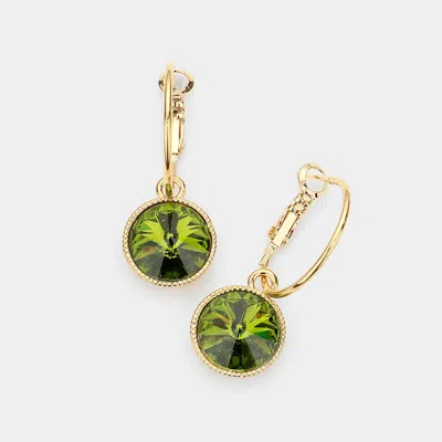 Fashnzfab Genuine Crystal Dangle Earrings In Green