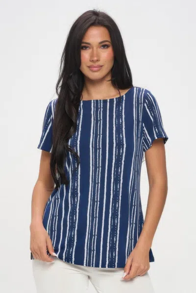 Truedames Hit Boat Nk Short Sl Top In Blue