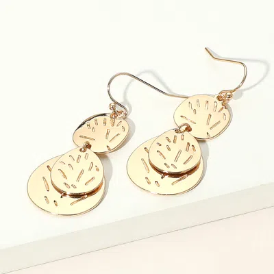 Fashnzfab Geometric Textured Metal Disc Layered Link Drop Dangle Earrings In Gold