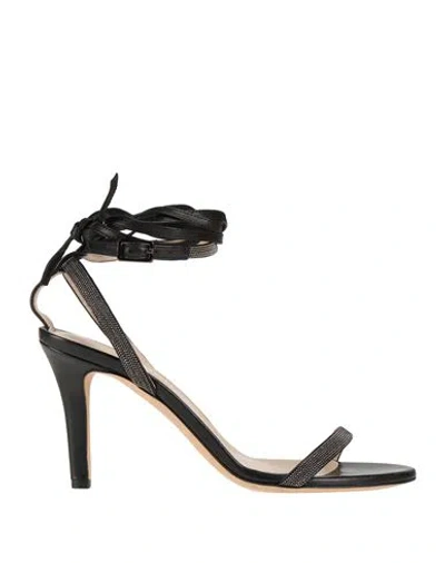 Fabiana Filippi Woman Thong Sandal Black Size 7 Leather In Black