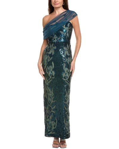 Theia Jude Beaded Gown In Green
